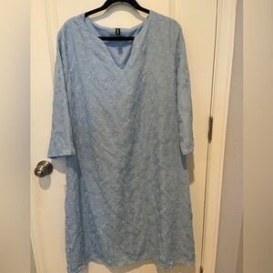 Elegant Blue Floral Dress